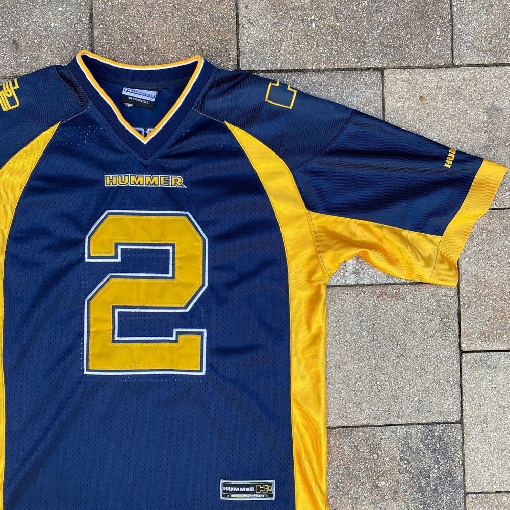 HUMMER H2 Truck Vintage #2 Blue and Yellow Football Jersey Size XL 2XL READ
